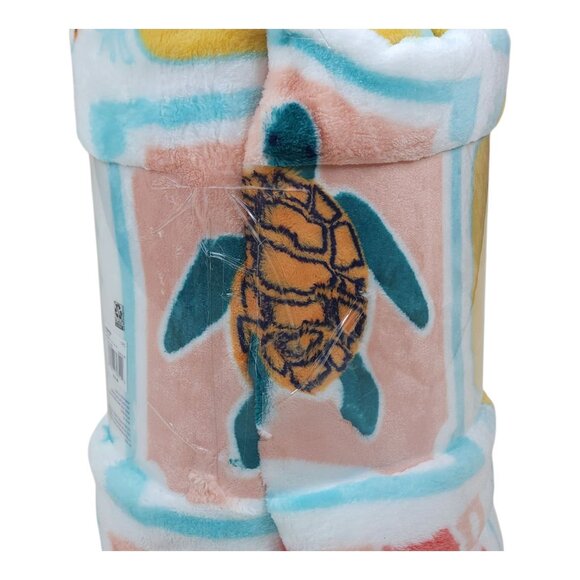 The Big One Oversized Plush Throw Blanket Coastal Print Faux Fur Tropical 5'x6' - Picture 6 of 13